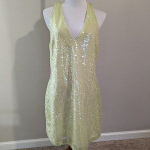 A New Day Green Sequins V-Neck Sleeveless Dress